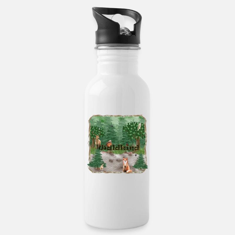 Waldkind - Trinkflasche mit integriertem Trinkhalm - Weiß
