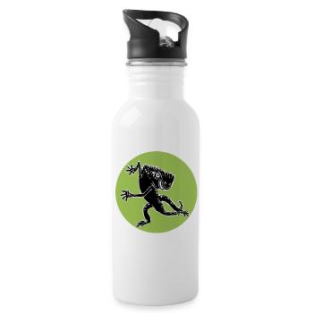 tanzende Echse - Trinkflasche mit integriertem Trinkhalm - Weiß - Rechts