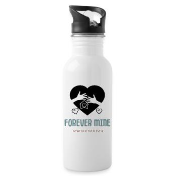 Für immer mein, Partner, Freund ,Kind, Geschenk - Trinkflasche mit integriertem Trinkhalm - Weiß - Rechts