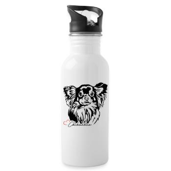 Longhair Chihuahua Dog Portrait Dogs Wilsigns - Water bottle with straw - white - Right