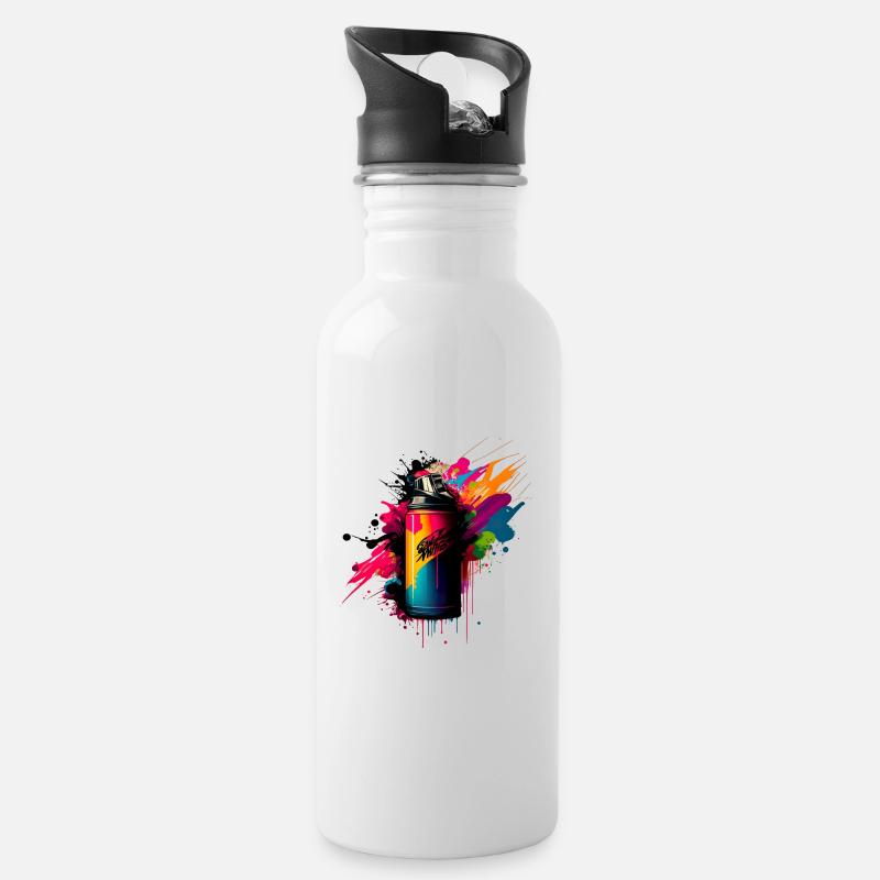 Graffiti - Water bottle with straw - white