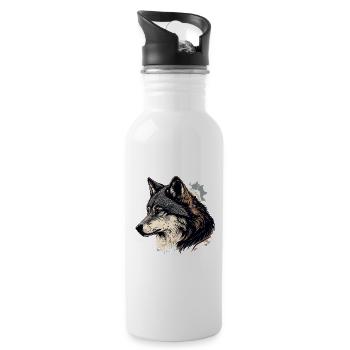Loup - Gourde avec paille intégrée - blanc - Droite
