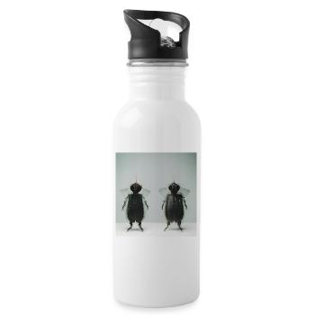 Fotografisches Portrait zwei kleiner Insekten - Trinkflasche mit integriertem Trinkhalm - Weiß - Rechts