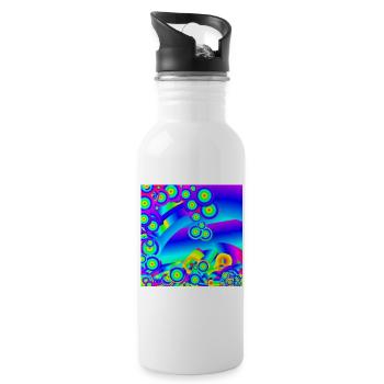 Abstract Ocean waves - Water bottle with straw - white - Right