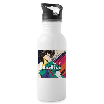 Mode 80 s - Gourde avec paille intégrée - blanc - Droite