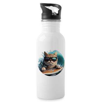 Surf Cat - Water bottle with straw - white - Right