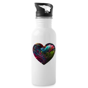 Heart with bright colors - Water bottle with straw - white - Right