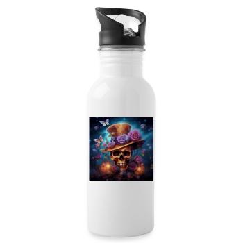 SCHÄDEL FANTASY SCHÄDEL SCHÄDEL SCHÄDEL - Trinkflasche mit integriertem Trinkhalm - Weiß - Rechts
