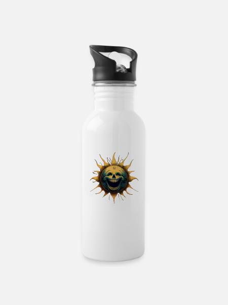 ZENTRALE SONNE - Trinkflasche mit integriertem Trinkhalm - Weiß