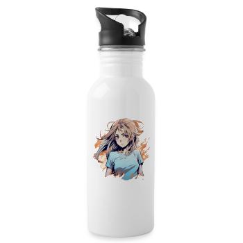Anime Girl - Water bottle with straw - white - Right