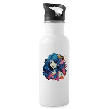 Anime Girl - Water bottle with straw - white - Right