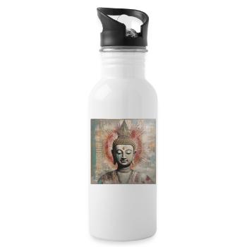 BUDDHA-ZEN-MEDITATION - Trinkflasche mit integriertem Trinkhalm - Weiß - Rechts