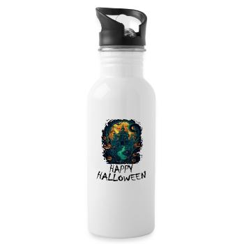 Halloween - Happy Halloween - Trinkflasche mit integriertem Trinkhalm - Weiß - Rechts