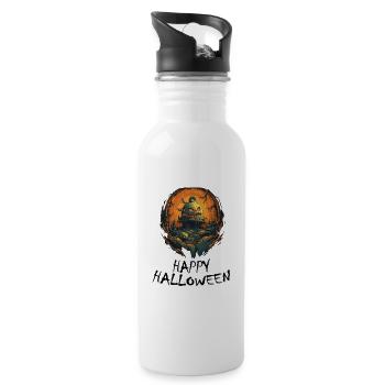 Halloween - Happy Halloween - Trinkflasche mit integriertem Trinkhalm - Weiß - Rechts