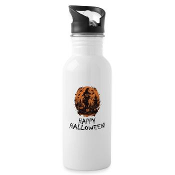 Halloween - Happy Halloween - Trinkflasche mit integriertem Trinkhalm - Weiß - Rechts