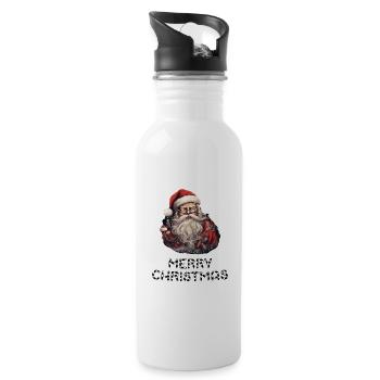 Weihnachtsmann - Marry Christmas - Trinkflasche mit integriertem Trinkhalm - Weiß - Rechts