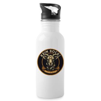 Kein Bock ich will ne Ziege Humor Lustige Sprüche - Trinkflasche mit integriertem Trinkhalm - Weiß - Rechts