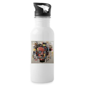 STREET ART PORTRAIT JM-B - Gourde avec paille intégrée - blanc - Droite