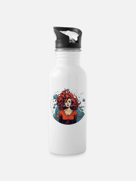 mother of all problems - Trinkflasche mit integriertem Trinkhalm - Weiß