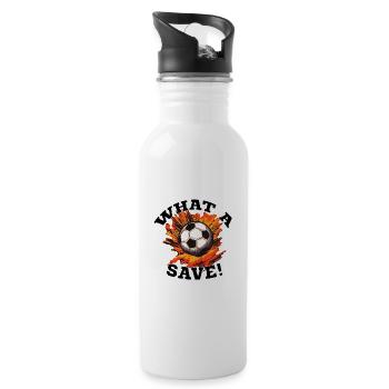 Fußball ball - What a Save! - Trinkflasche mit integriertem Trinkhalm - Weiß - Rechts