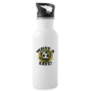 Fußball ball - What a Save! - Trinkflasche mit integriertem Trinkhalm - Weiß - Rechts