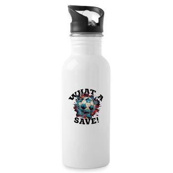 Fußball ball - What a Save! - Trinkflasche mit integriertem Trinkhalm - Weiß - Rechts