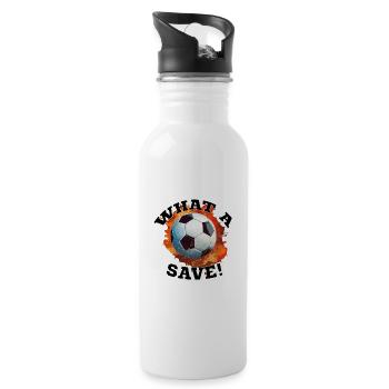 Fußball ball - What a Save! - Trinkflasche mit integriertem Trinkhalm - Weiß - Rechts
