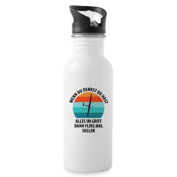 Segelflieger Segelfliegen Segelflugzeug Fliegen - Trinkflasche mit integriertem Trinkhalm - Weiß - Rechts