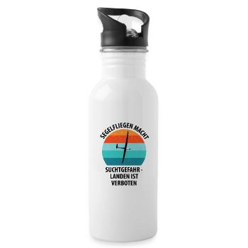 Segelflieger Segelfliegen Segelflugzeug Fliegen - Trinkflasche mit integriertem Trinkhalm - Weiß - Rechts