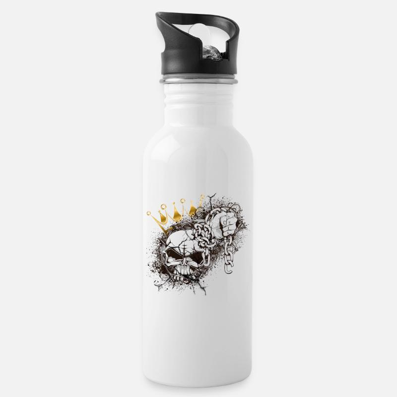 King Krone - Trinkflasche mit integriertem Trinkhalm - Weiß