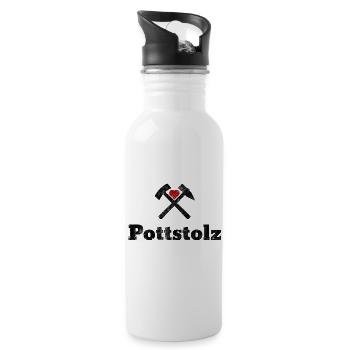 Pottstolz - Trinkflasche mit integriertem Trinkhalm - Weiß - Rechts