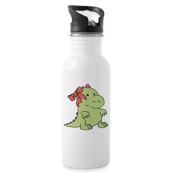 un petit dinosaure à Noël - Gourde avec paille intégrée - blanc - Droite