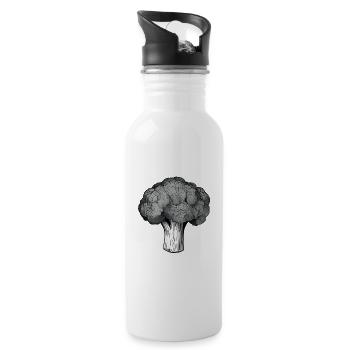 Brokkoli Gemüse Pflanze Vegetarier Vegan Veganer - Trinkflasche mit integriertem Trinkhalm - Weiß - Rechts