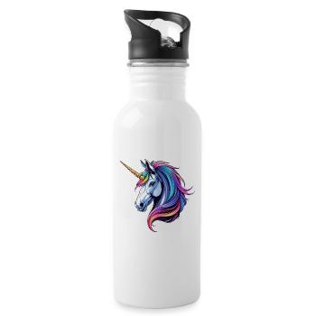 Ein charmantes Einhorn - Trinkflasche mit integriertem Trinkhalm - Weiß - Rechts