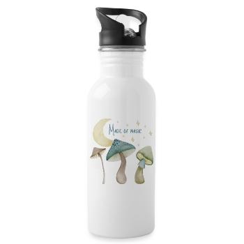 Mushrooms Made of Magic. Gifts for mushroom lovers - Water bottle with straw - white - Right
