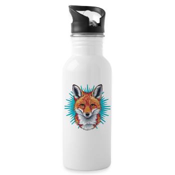 Fuchs - Illustration - Trinkflasche mit integriertem Trinkhalm - Weiß - Rechts