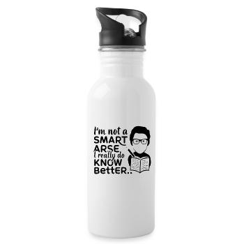 I'm not a smartass, I really know better - Water bottle with straw - white - Right