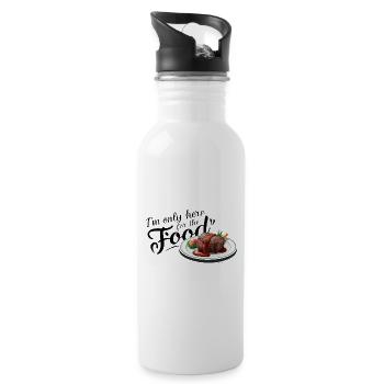 Ich bin nur hier wegen des Essens. - Trinkflasche mit integriertem Trinkhalm - Weiß - Rechts