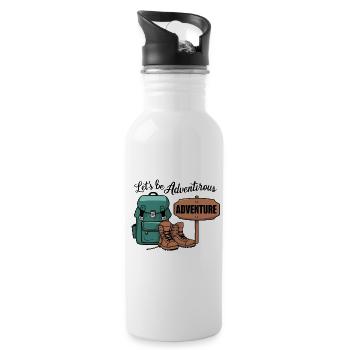 Let's be adventurous. - Water bottle with straw - white - Right