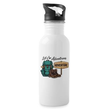 Let's be adventurous. - Water bottle with straw - white - Right