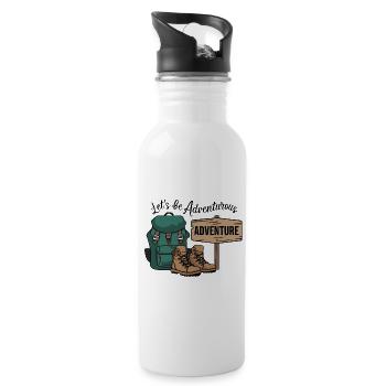 Let's be adventurous. - Water bottle with straw - white - Right