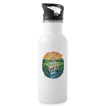 Make the most of every day - Water bottle with straw - white - Right
