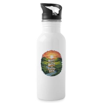 Make the most of every day - Water bottle with straw - white - Right