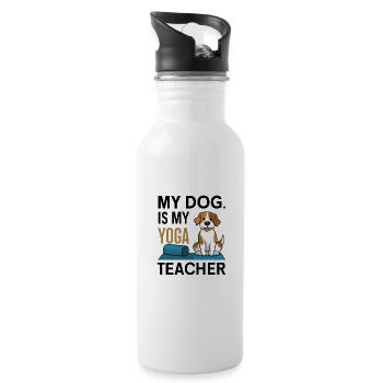Mon chien est mon prof de yoga - Gourde avec paille intégrée - blanc - Droite
