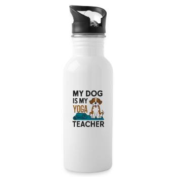 Mon chien est mon prof de yoga - Gourde avec paille intégrée - blanc - Droite