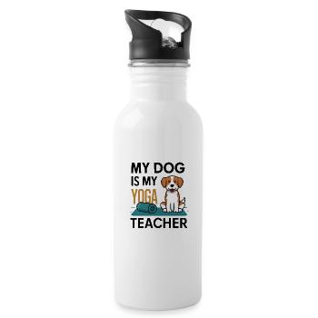 Mon chien est mon prof de yoga - Gourde avec paille intégrée - blanc - Droite