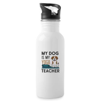 Mon chien est mon prof de yoga - Gourde avec paille intégrée - blanc - Droite