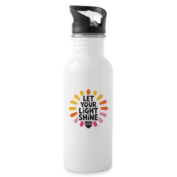 Let Your Light Shine – Leuchtende Glühbirne - Trinkflasche mit integriertem Trinkhalm - Weiß - Rechts
