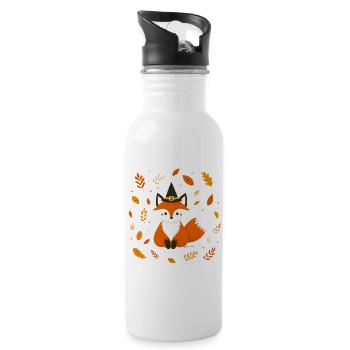 Halloween Fox - Water bottle with straw - white - Right