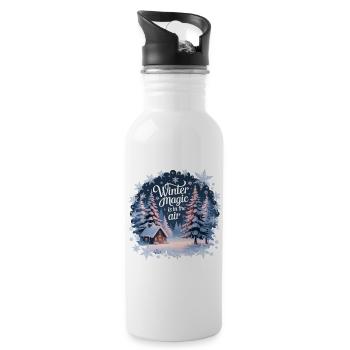 Winter Magic is in the Air – Winter Landscape - Water bottle with straw - white - Right